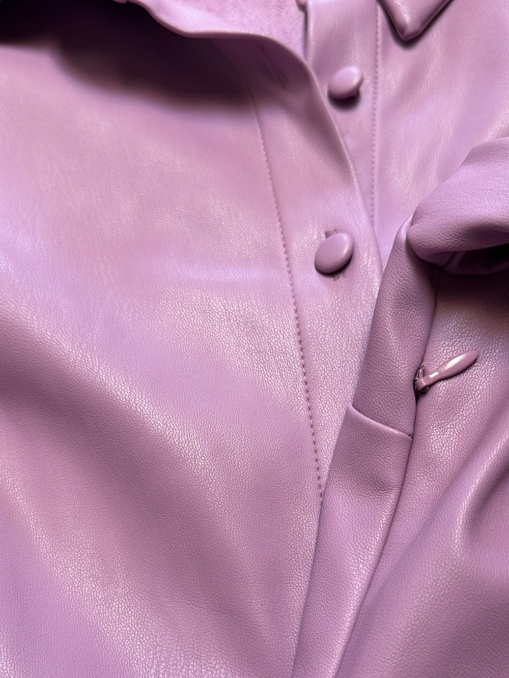 Zara Faux Leather Lilac Puff Sleeve Mini Dress size S - Picture 7 of 7